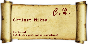 Chriszt Miksa névjegykártya